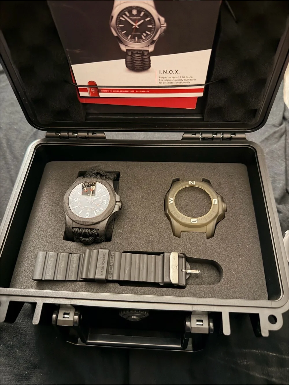 Victorinox I.N.O.X. Paracord Watch — Black with Red Accents